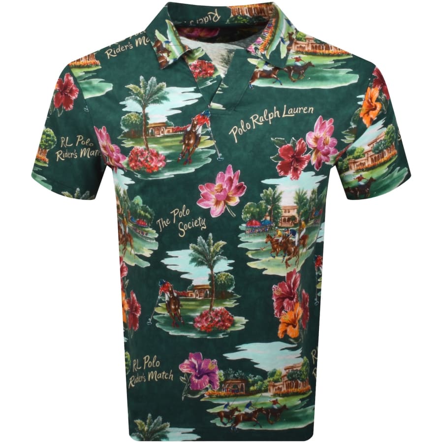 Ralph Lauren All Over Print Polo T Shirt Green | Mainline Menswear us